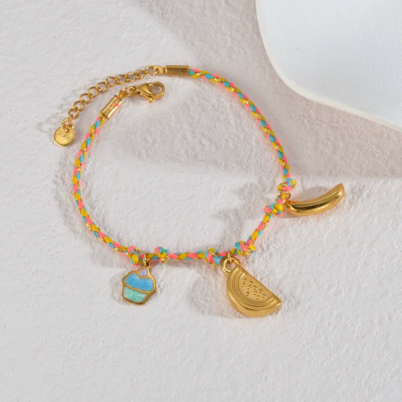 Wholesale Women's Retro Multielement Titanium Steel Fruitshaped Electroplated Bracelet - Image 3