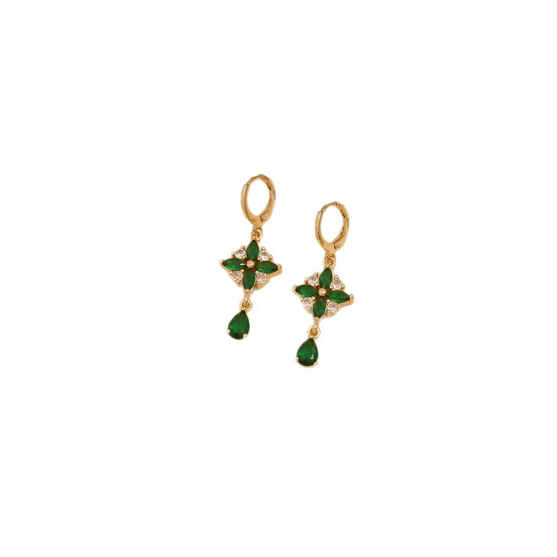 Wholesale Women's Retro Palace Style Copper Flower Shape Water Drop Earrings - Image 5