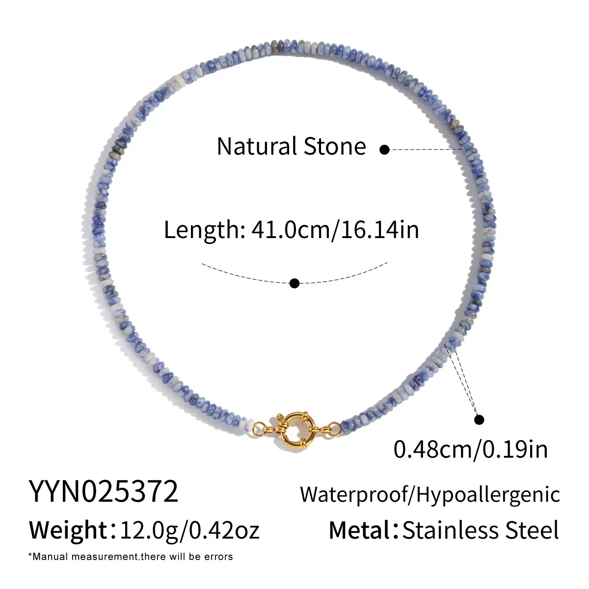 Wholesale Women's Retro Palace Style Geometric 18K Real Gold Plated Natural Stone Beaded Handmade Necklace - Image 11