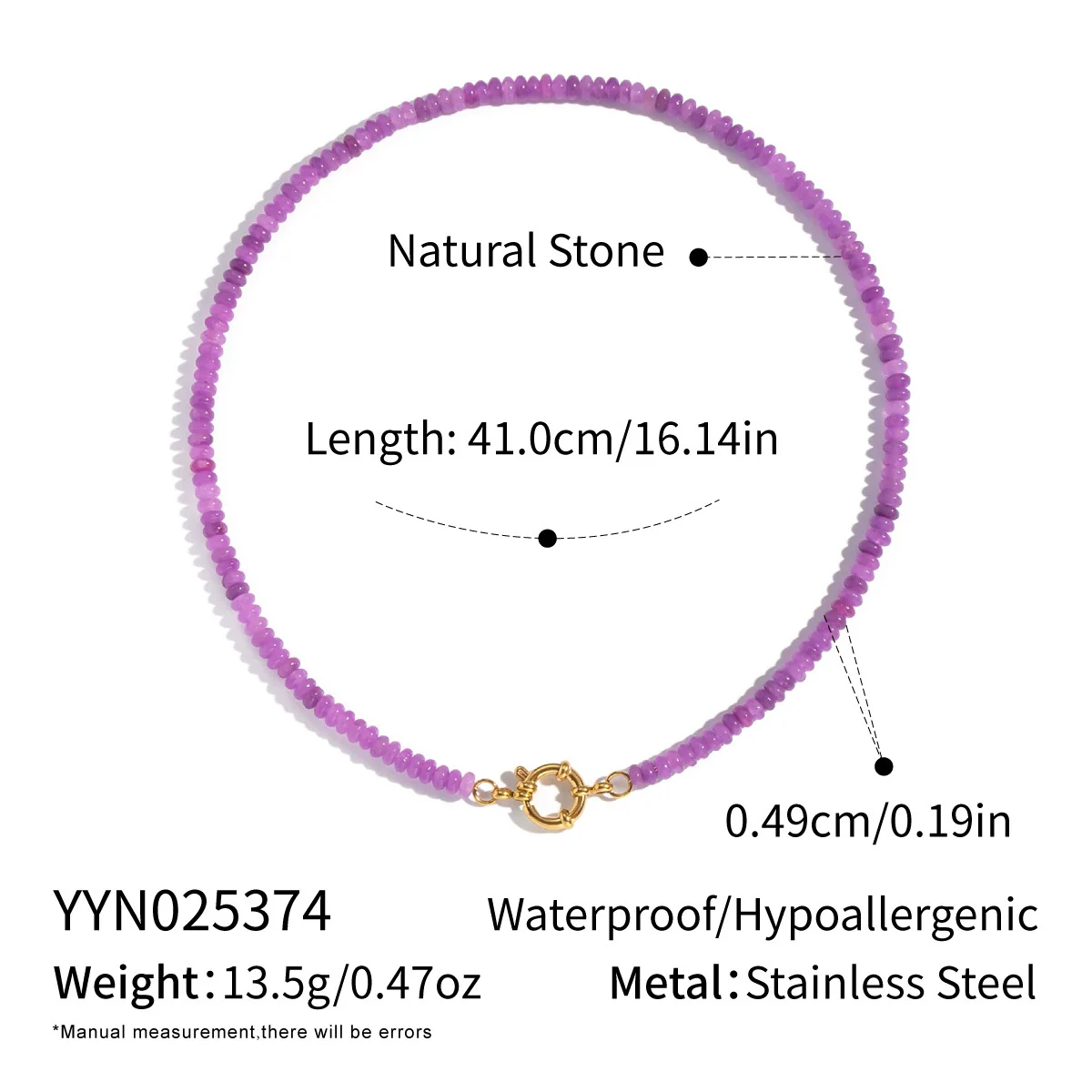 Wholesale Women's Retro Palace Style Geometric 18K Real Gold Plated Natural Stone Beaded Handmade Necklace - Image 13