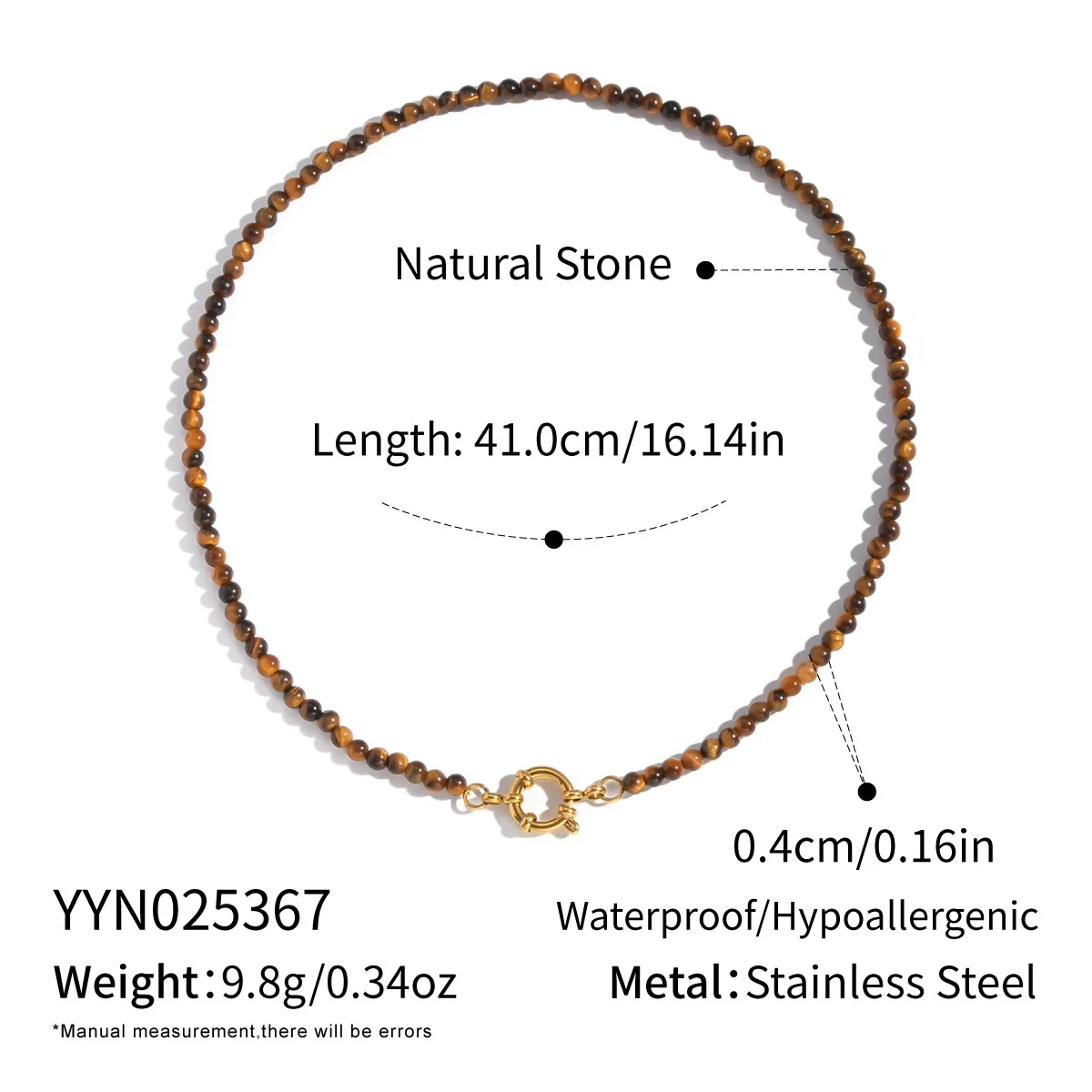 Wholesale Women's Retro Palace Style Geometric 18K Real Gold Plated Natural Stone Beaded Handmade Necklace - Image 6
