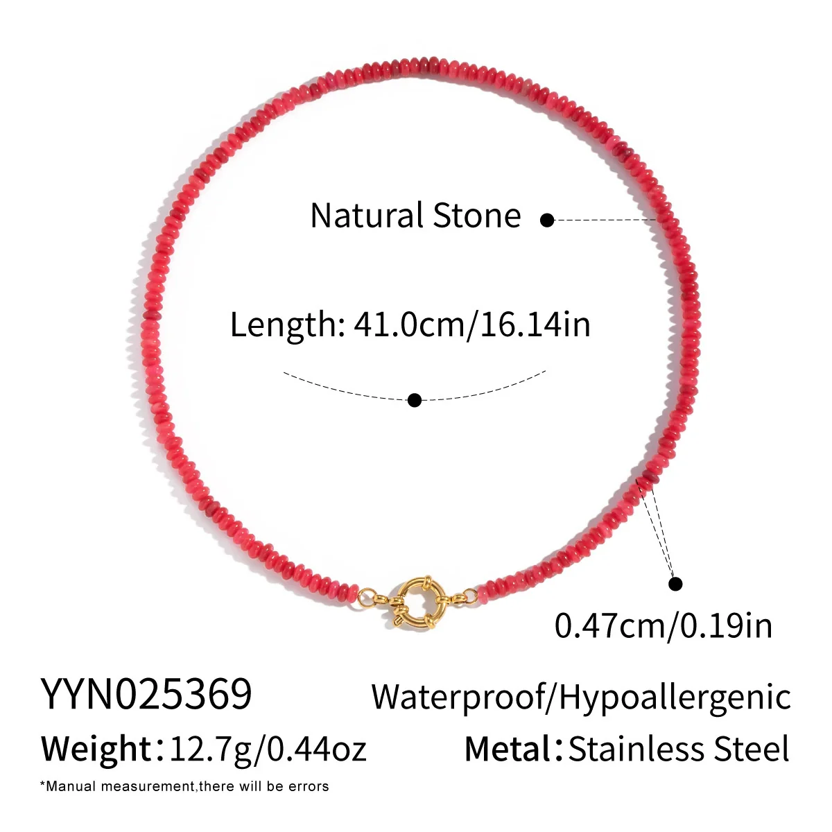 Wholesale Women's Retro Palace Style Geometric 18K Real Gold Plated Natural Stone Beaded Handmade Necklace - Image 8