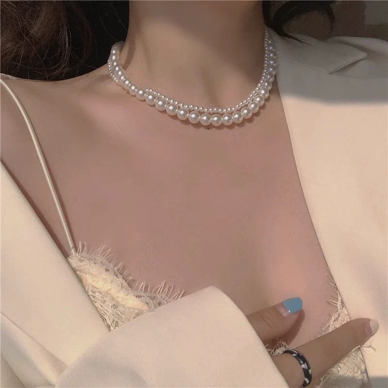 Wholesale Women's Retro Pearl Clavicle Chain Necklace Copper Geometric Heart Bow Electroplated - Image 19