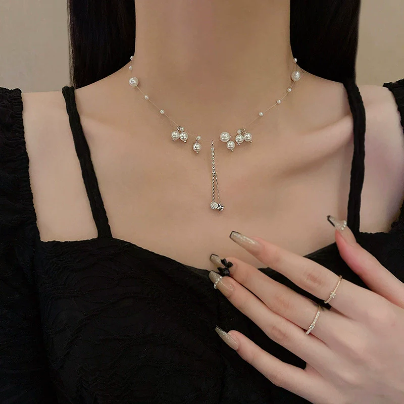 Wholesale Women's Retro Pearl Clavicle Chain Necklace Copper Geometric Heart Bow Electroplated - Image 24