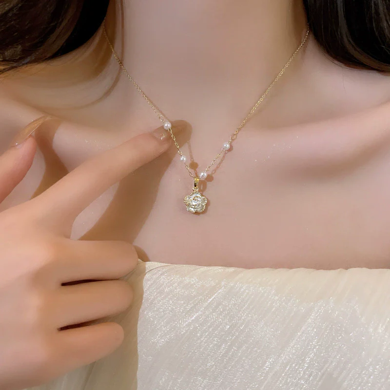 Wholesale Women's Retro Pearl Clavicle Chain Necklace Copper Geometric Heart Bow Electroplated - Image 28