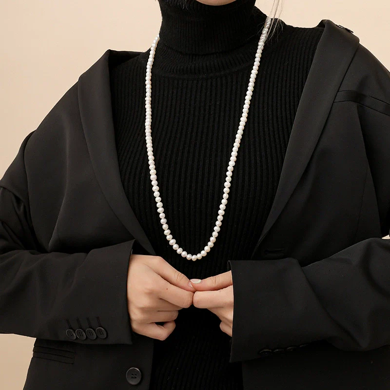 Wholesale Women's Retro Pearl Jewelry Ball Chain Necklace With Drop Shape Design And Electroplating Treatment - Image 2