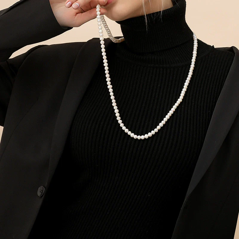 Wholesale Women's Retro Pearl Jewelry Ball Chain Necklace With Drop Shape Design And Electroplating Treatment - Image 3