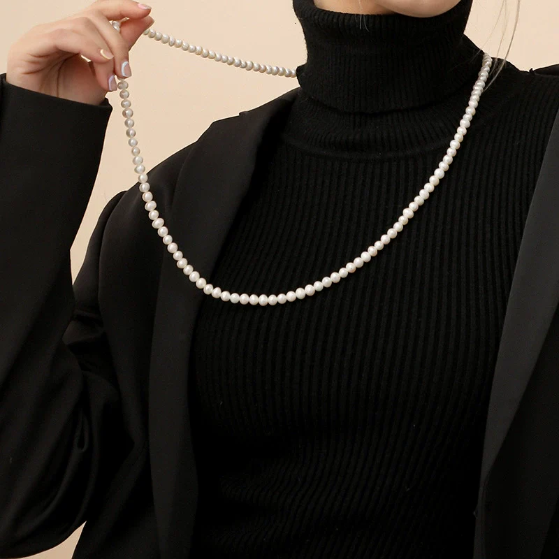 Wholesale Women's Retro Pearl Jewelry Ball Chain Necklace With Drop Shape Design And Electroplating Treatment - Image 4