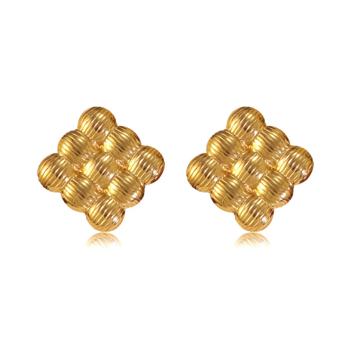 Wholesale Women's Retro Woven Geometric Electroplated Stainless Steel Earrings Ins Style - Image 5