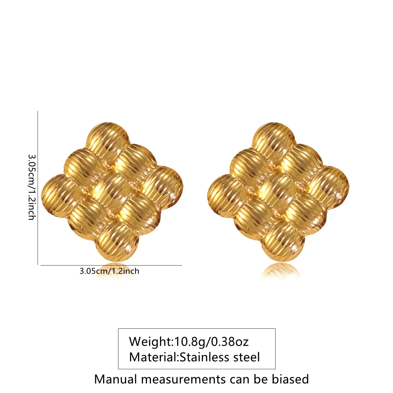 Wholesale Women's Retro Woven Geometric Electroplated Stainless Steel Earrings Ins Style - Image 6