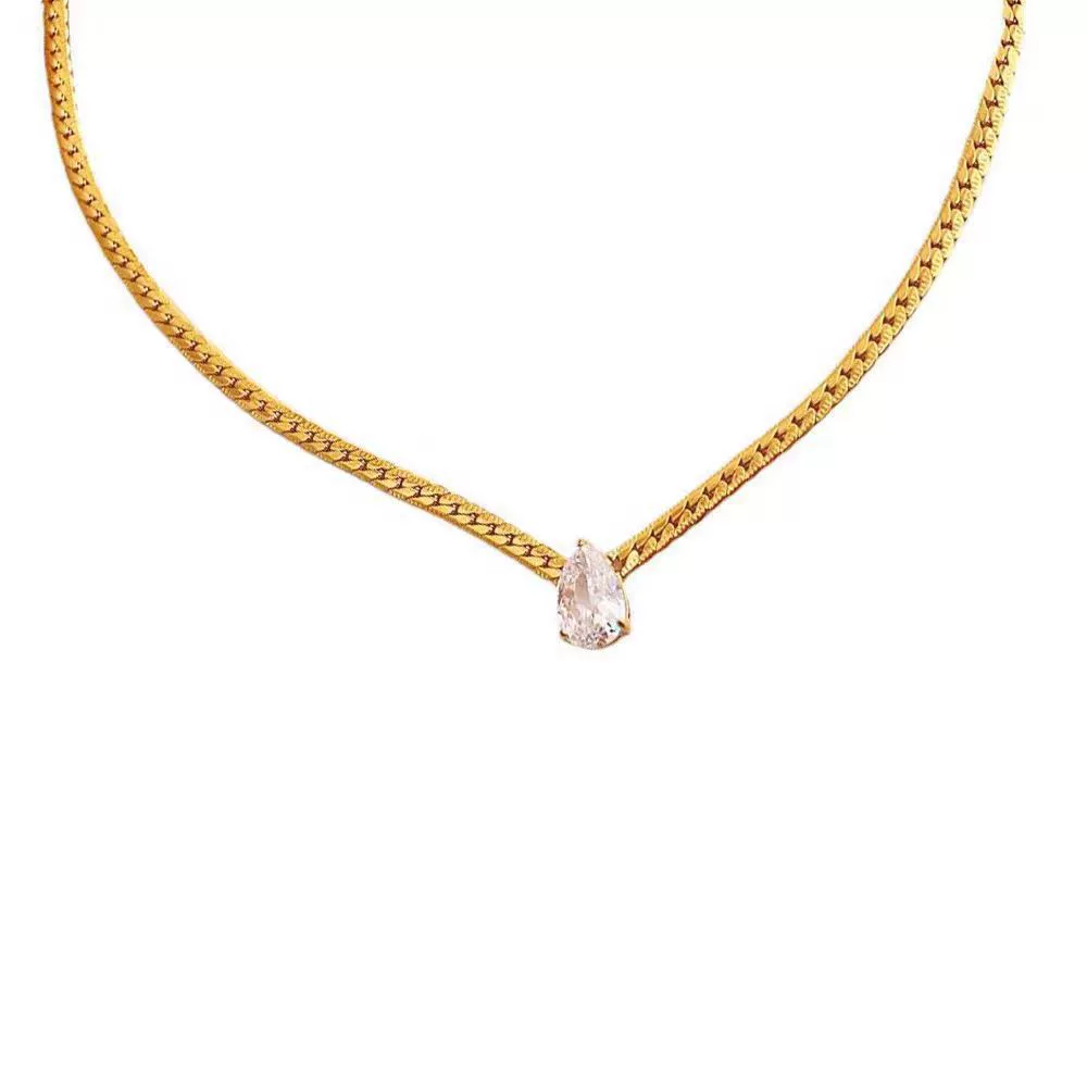 Wholesale Women's Rhinestone Electroplated Drop Shape Necklace In Old Money And Minimalist Style - Image 5