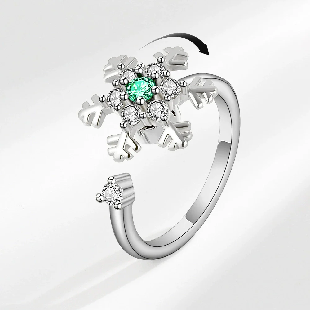 Wholesale Women's Rotatable Decompression Snowflake Copper Ring With Electroplating And Simple Design