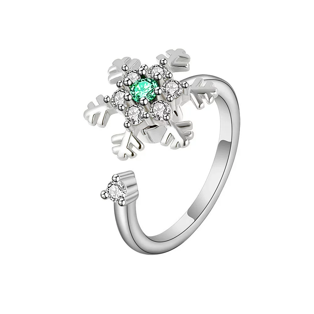 Wholesale Women's Rotatable Decompression Snowflake Copper Ring With Electroplating And Simple Design - Image 5