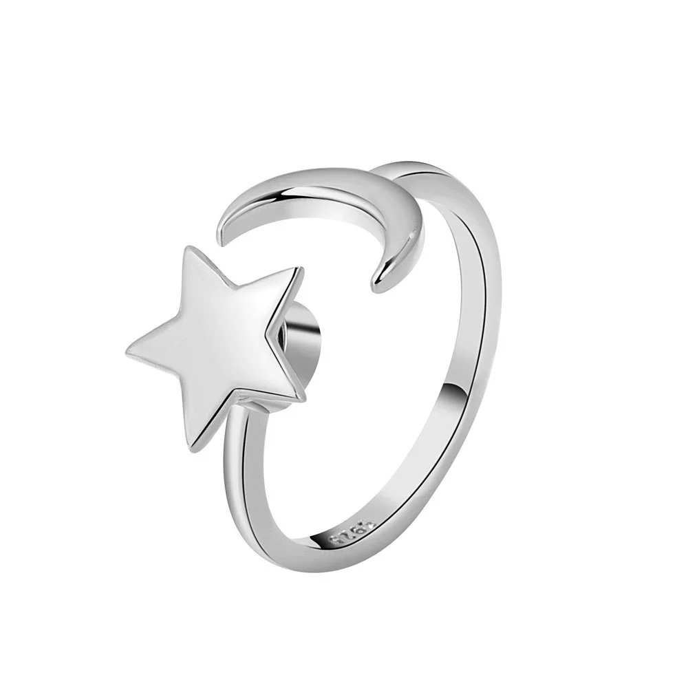Wholesale Women's Rotating Star And Moon Intersection Ring Copper Electroplated - Image 5