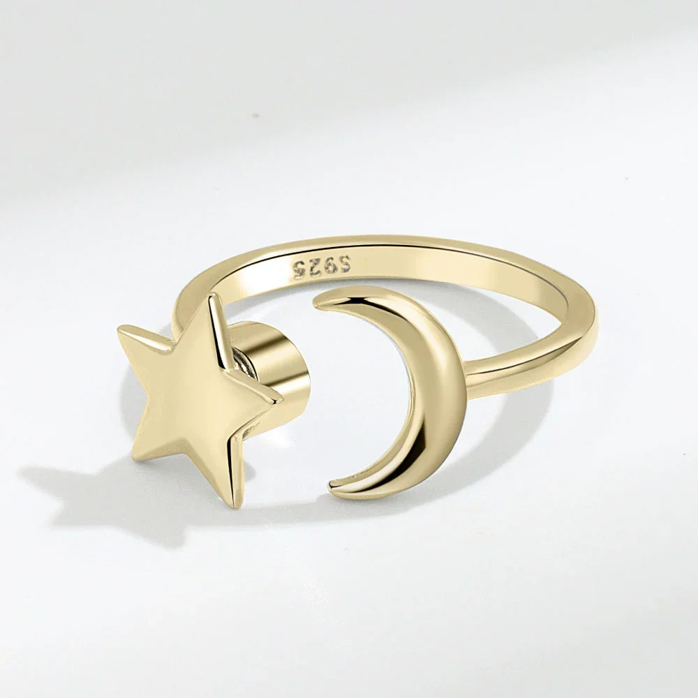 Wholesale Women's Rotating Star And Moon Intersection Ring Copper Electroplated - Image 6