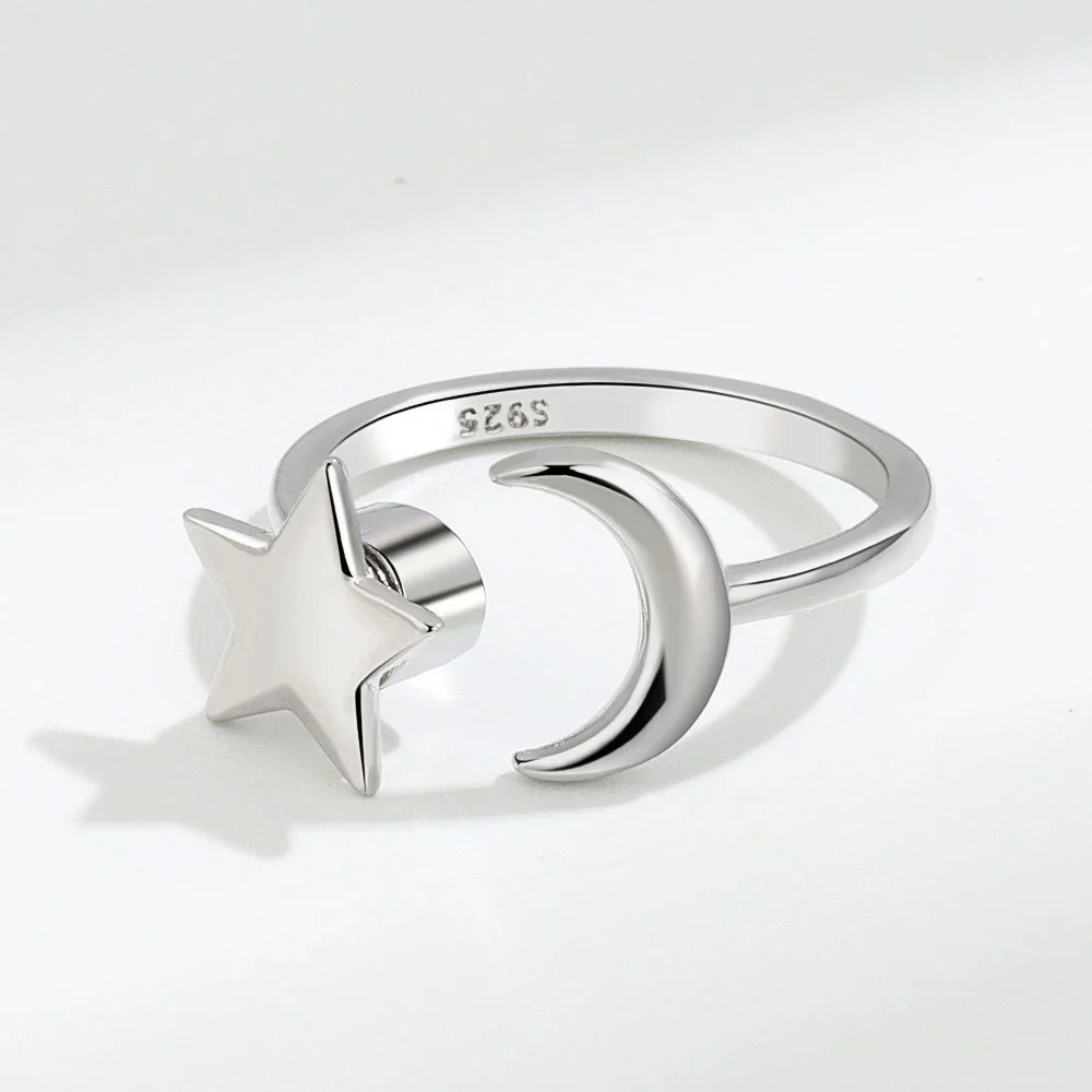 Wholesale Women's Rotating Star And Moon Intersection Ring Copper Electroplated - Image 7