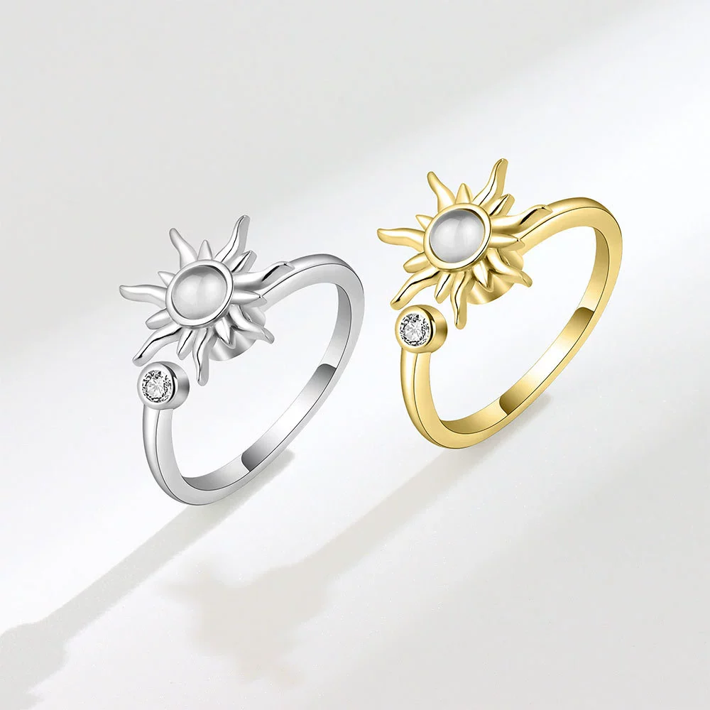 Wholesale Women's Rotating Sunflower Copper Ring For Stress Relief - Image 4