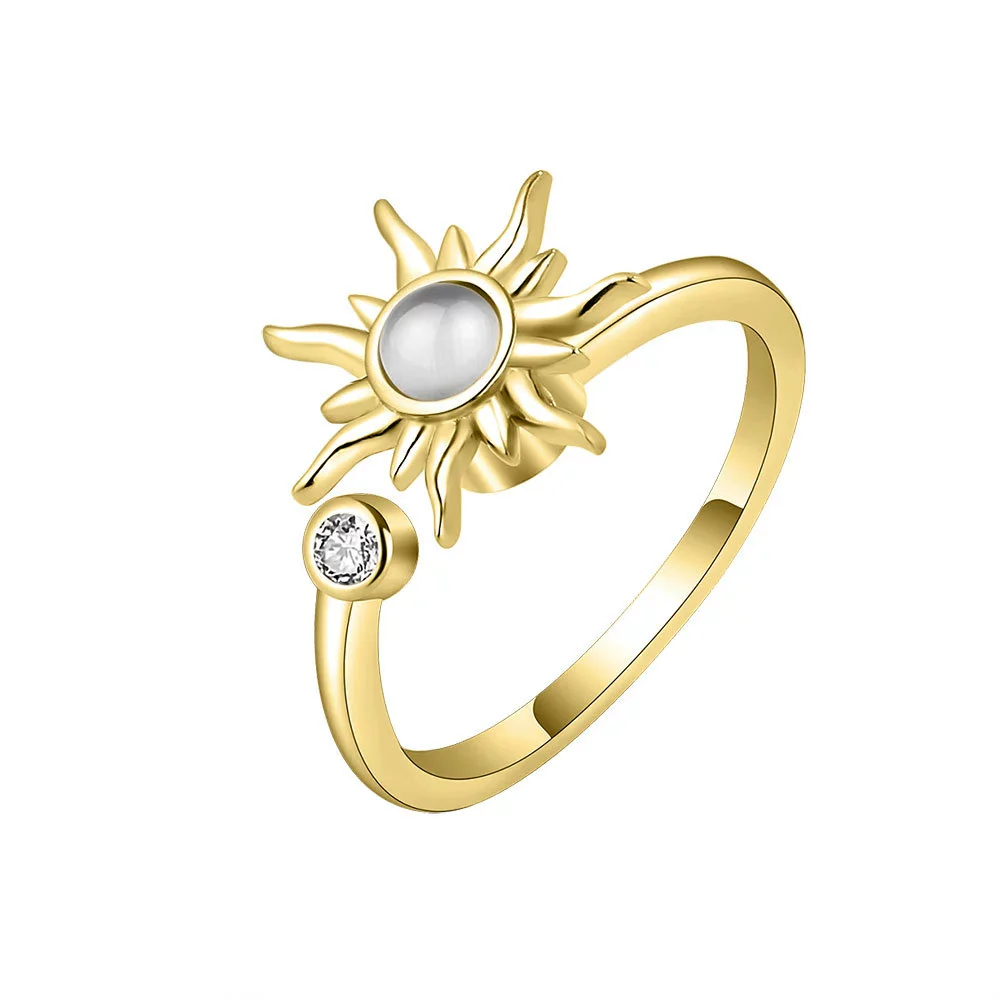 Wholesale Women's Rotating Sunflower Copper Ring For Stress Relief - Image 5