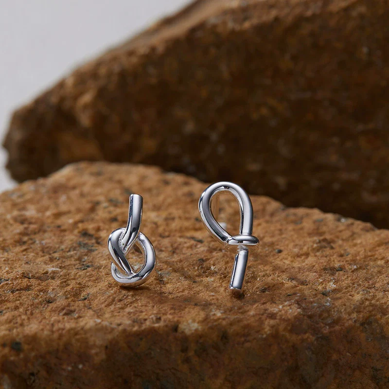 Wholesale Women's S925 Silver Butterfly Knot Asymmetric Ear Hook Earrings Geometric Style - Image 2