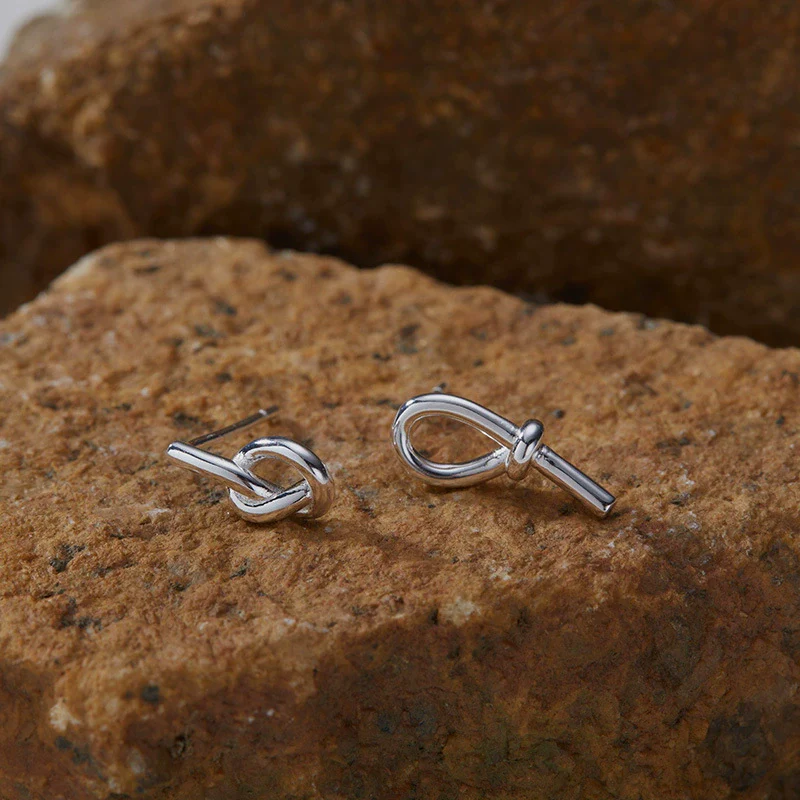 Wholesale Women's S925 Silver Butterfly Knot Asymmetric Ear Hook Earrings Geometric Style - Image 3