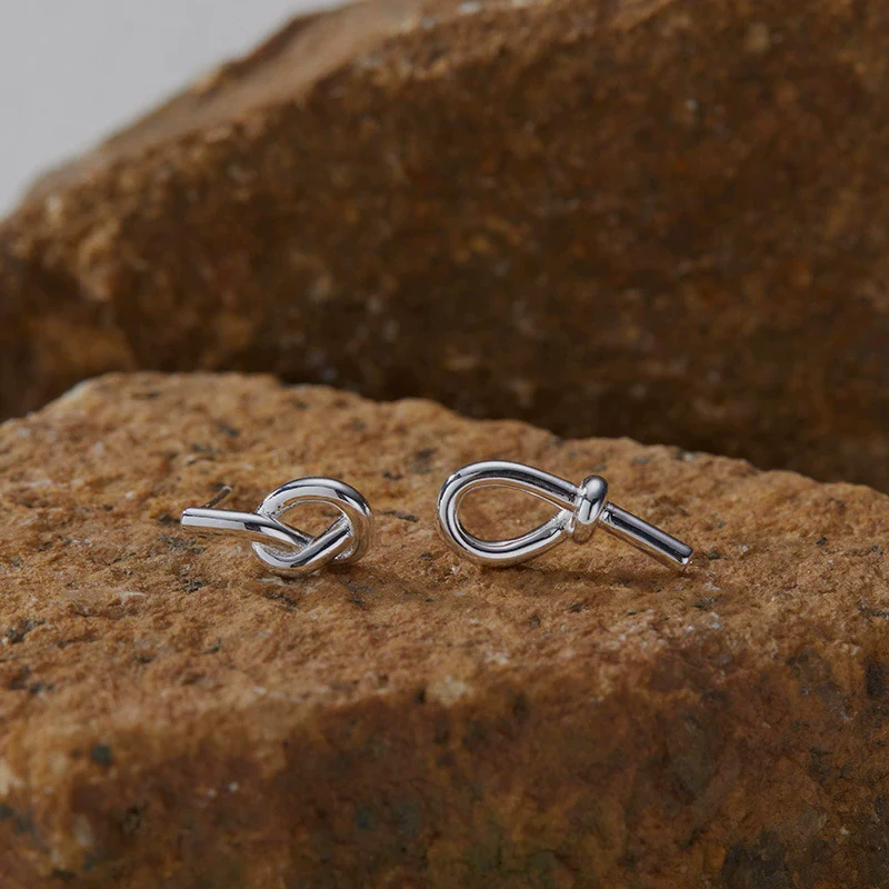 Wholesale Women's S925 Silver Butterfly Knot Asymmetric Ear Hook Earrings Geometric Style - Image 4