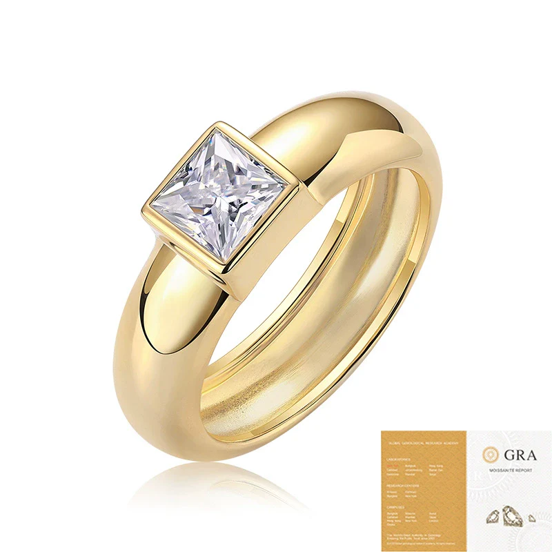 Wholesale Women's S925 Silver Geometric Moissanite Ring Highend Fashion Jewelry - Image 5