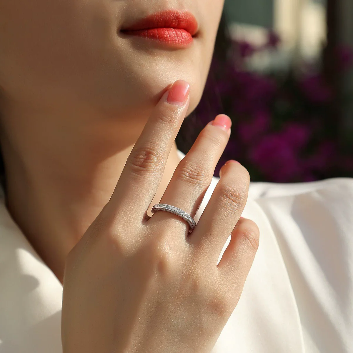 Wholesale Women's S925 Silver Geometric Star And Moon Moissanite Ring Set With Diamonds Fashion Style - Image 2