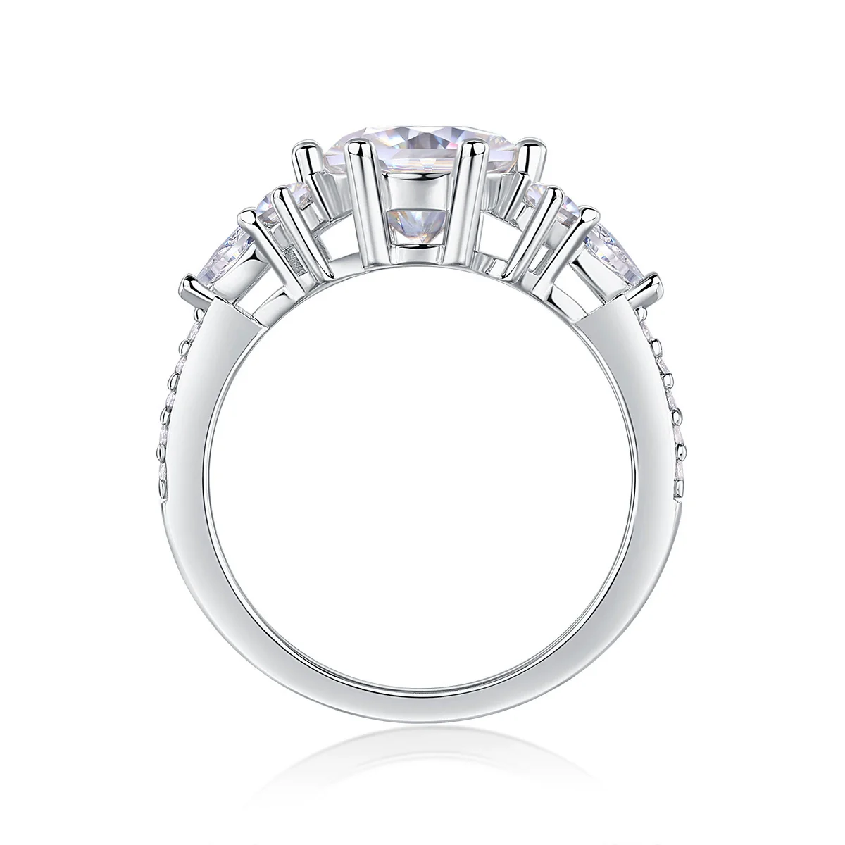 Wholesale Women's S925 Silver Moissanite Luxury Inlaid Geometric Fashion Ring - Image 3