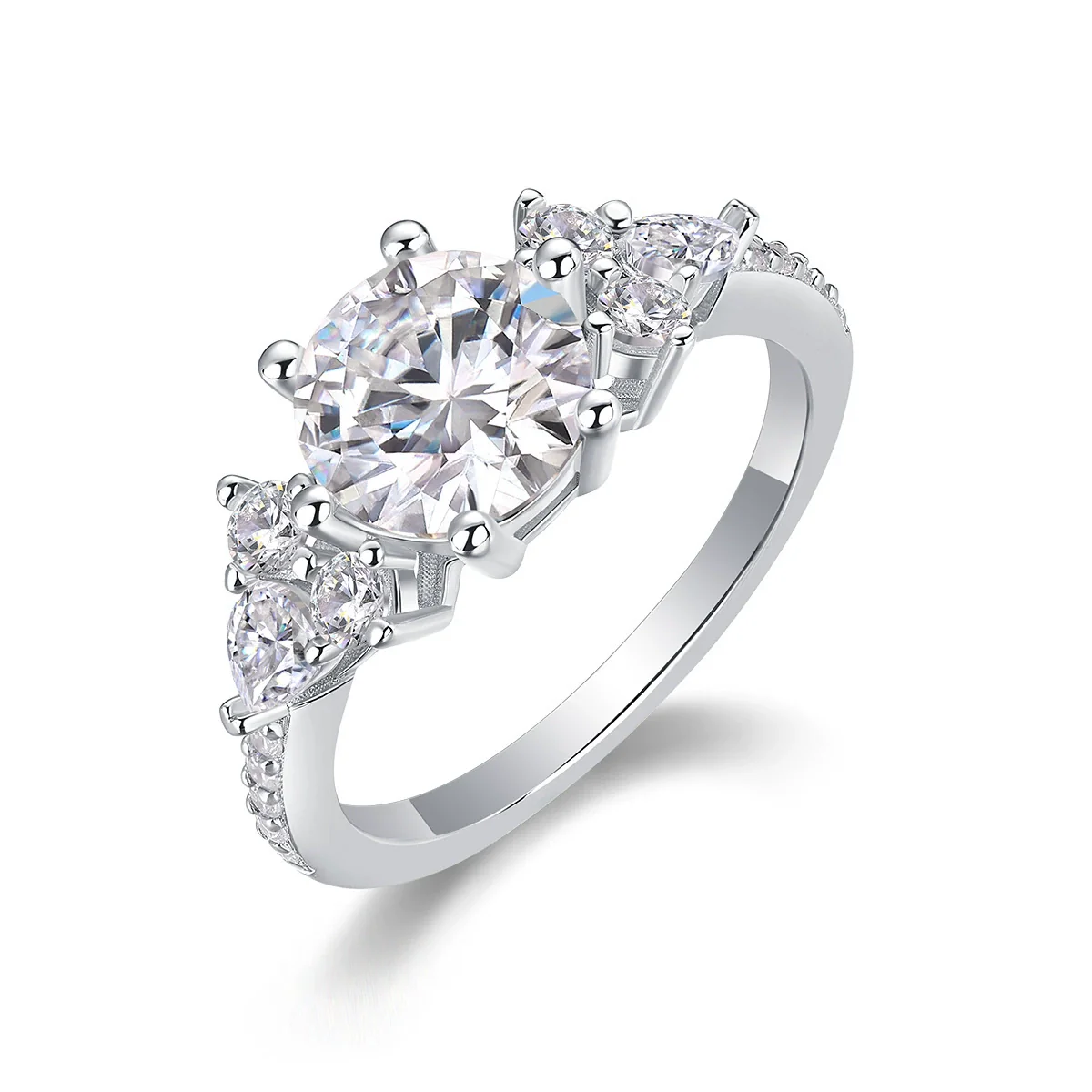 Wholesale Women's S925 Silver Moissanite Luxury Inlaid Geometric Fashion Ring - Image 4