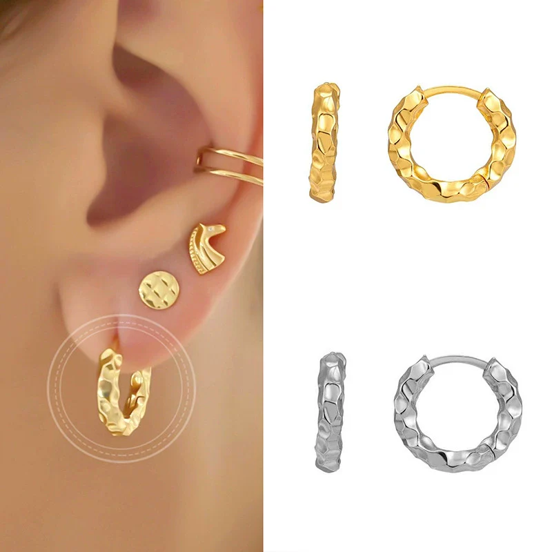 Wholesale Women's S925 Silver Needle And Copper Geometric Ushaped Twisted Texture Electroplated Retro Highend Hoop Earrings - Image 4