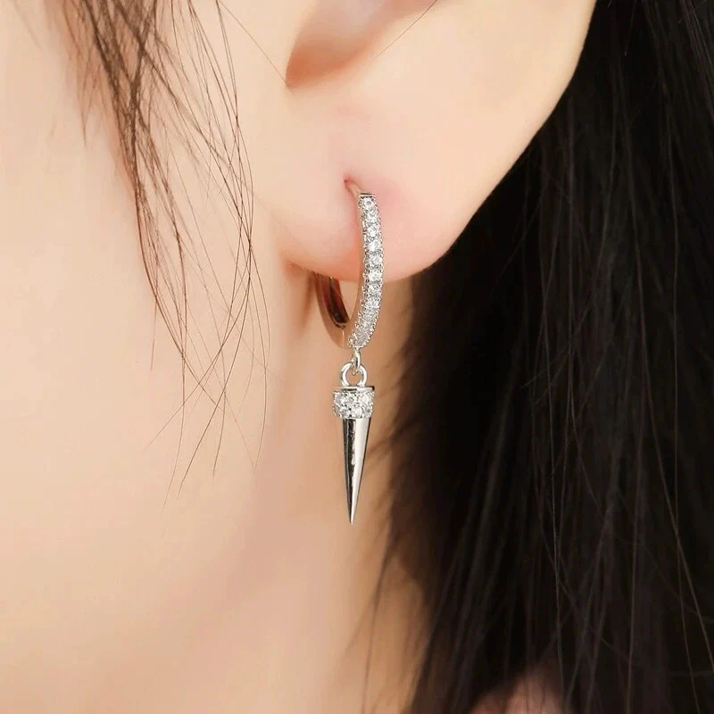 Wholesale Women's S925 Silver Needle Geometric Cone Micropaved Zircon Earrings - Image 3