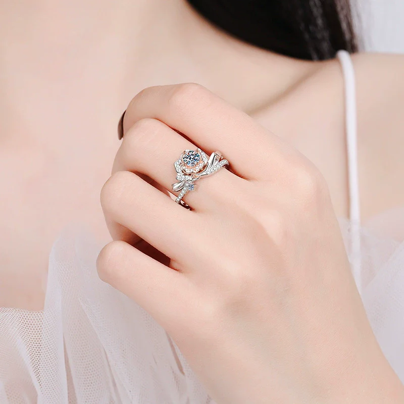 Wholesale Women's S925 Silver Ring With Rose Flower Pattern And Rose Gold Electroplating - Image 4