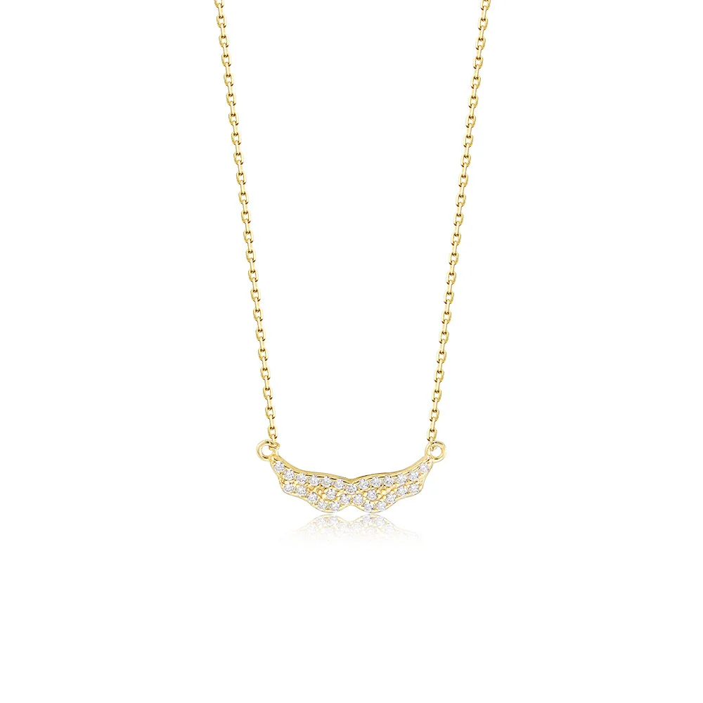 Wholesale Women's S925 Sterling Silver Angel Wings Geometric Diamond Clavicle Necklace - Image 5