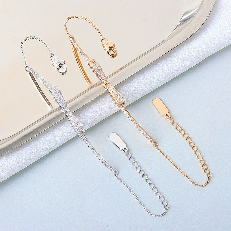 Wholesale Women's S925 Sterling Silver Bow Electroplated Necklace And Bracelet Jewelry - Image 3