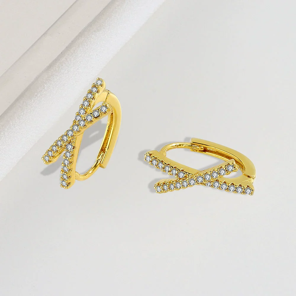 Wholesale Women's S925 Sterling Silver Cross Geometric Electroplated Earrings
