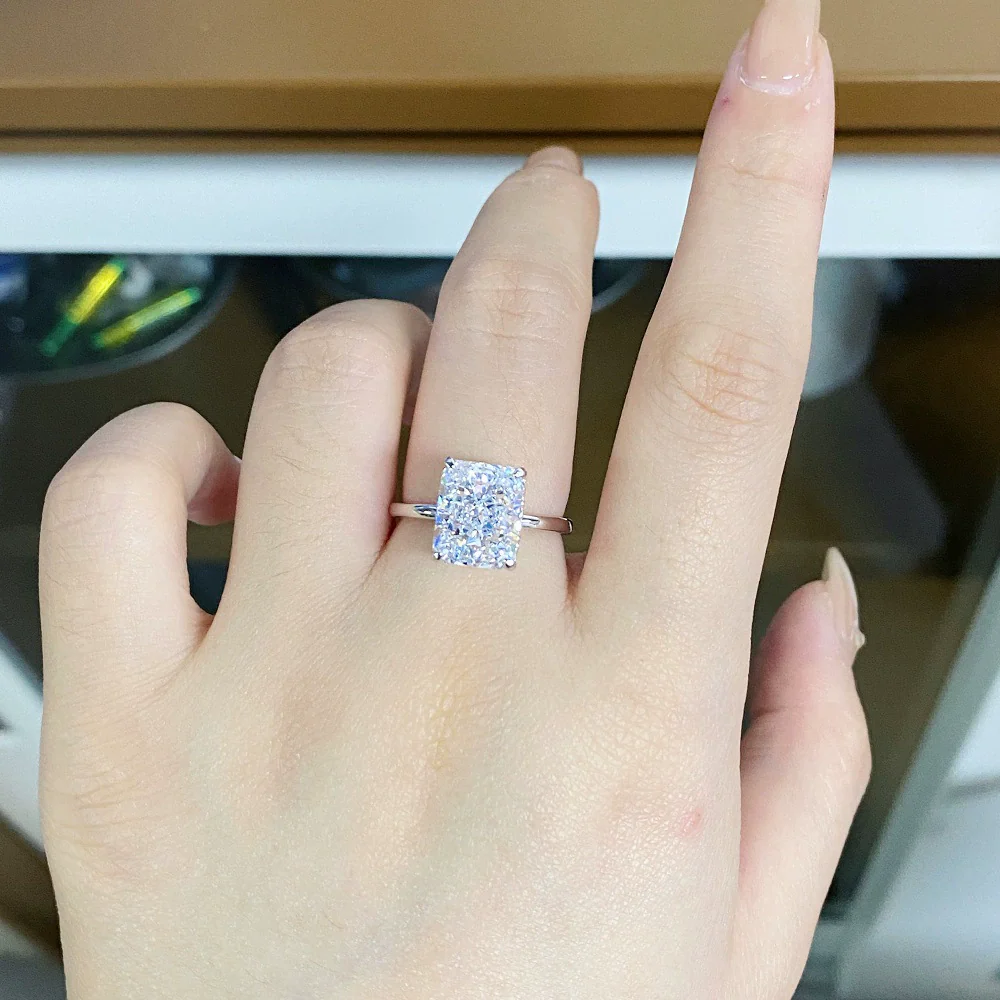 Wholesale Women's S925 Sterling Silver Crystal Sugar Ring With Geometric Pattern Ice Flower Cut And Raydion Cut Electroplated - Image 4