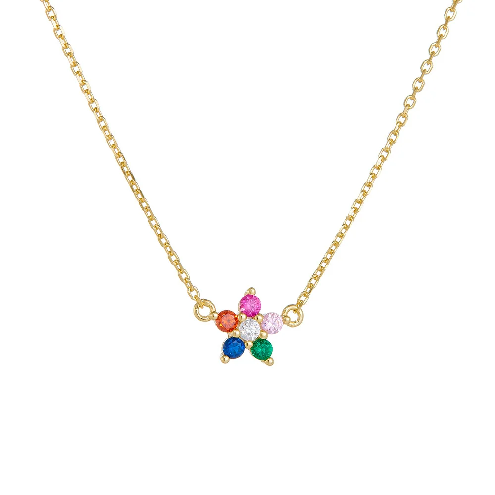 Wholesale Women's S925 Sterling Silver Diamond Flower Pendant Cross Chain Necklace - Image 5