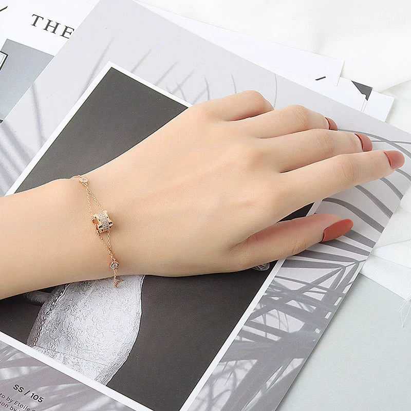 Wholesale Women's S925 Sterling Silver Double Layer Small Waist Design Electroplated Hand Jewelry Bracelet - Image 4