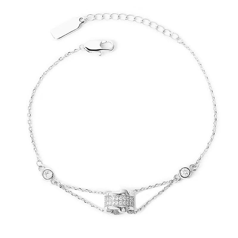 Wholesale Women's S925 Sterling Silver Double Layer Small Waist Design Electroplated Hand Jewelry Bracelet - Image 5