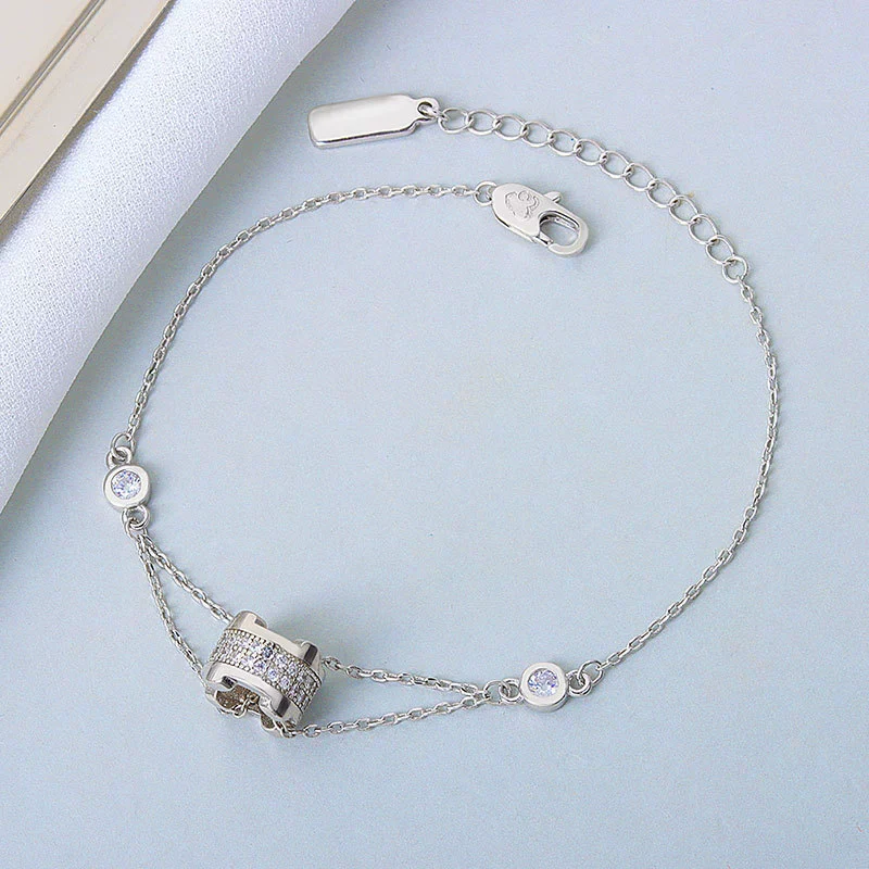 Wholesale Women's S925 Sterling Silver Double Layer Small Waist Design Electroplated Hand Jewelry Bracelet - Image 6