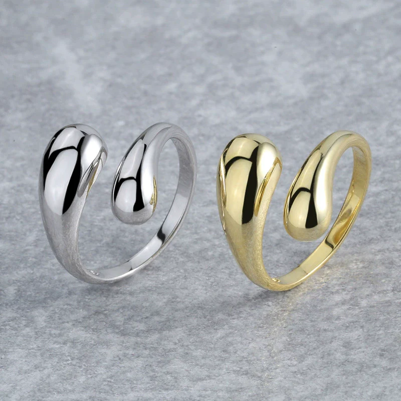 Wholesale Women's S925 Sterling Silver Drop Shape Ring Electroplated Trendy Simple Allmatch