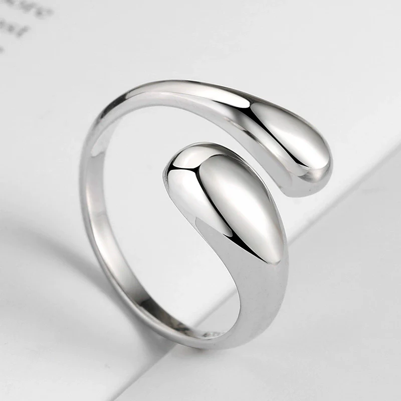 Wholesale Women's S925 Sterling Silver Drop Shape Ring Electroplated Trendy Simple Allmatch - Image 4