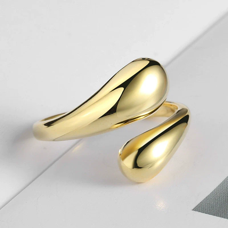 Wholesale Women's S925 Sterling Silver Drop Shape Ring Electroplated Trendy Simple Allmatch - Image 7