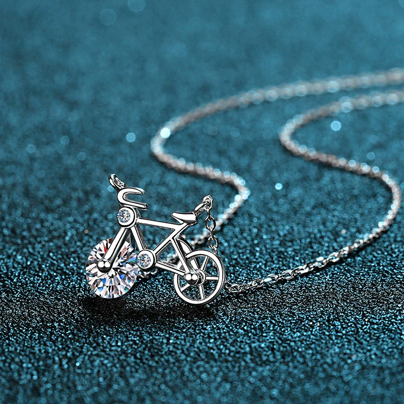 Wholesale Women's S925 Sterling Silver Geometric Bicycle Necklace With Electroplating - Image 2