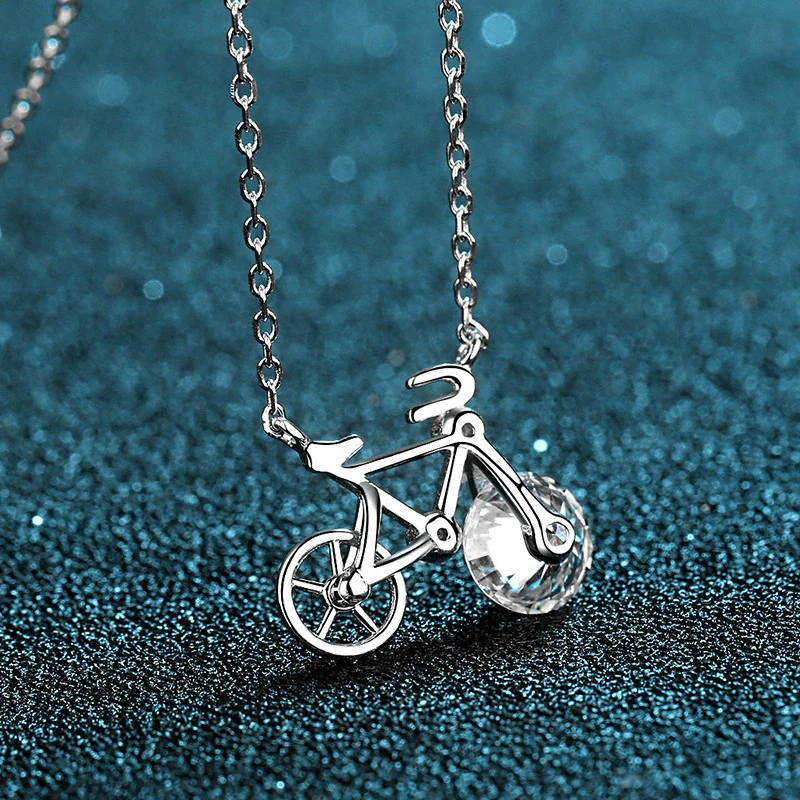 Wholesale Women's S925 Sterling Silver Geometric Bicycle Necklace With Electroplating - Image 3