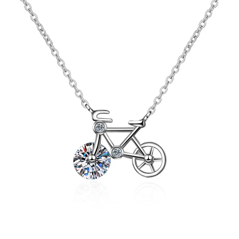 Wholesale Women's S925 Sterling Silver Geometric Bicycle Necklace With Electroplating - Image 5