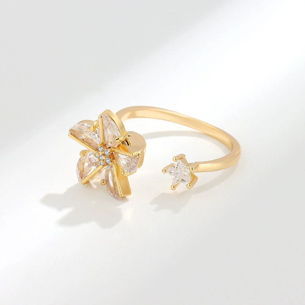 Wholesale Women's S925 Sterling Silver Geometric Butterfly Rotating Ring With Micro Inlaid Zircon And Electroplating - Image 4
