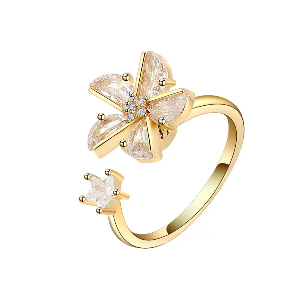 Wholesale Women's S925 Sterling Silver Geometric Butterfly Rotating Ring With Micro Inlaid Zircon And Electroplating - Image 7
