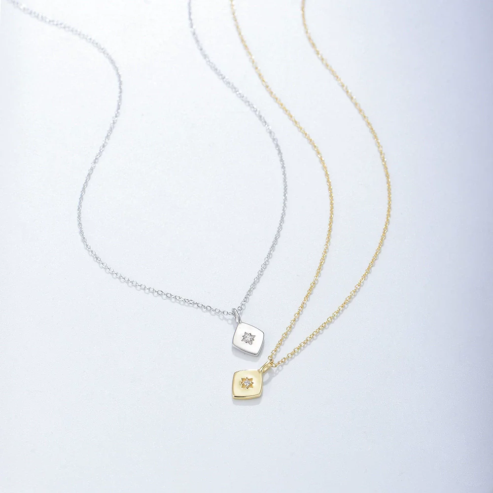 Wholesale Women's S925 Sterling Silver Geometric Diamond Zircon Cross Chain Necklace - Image 2