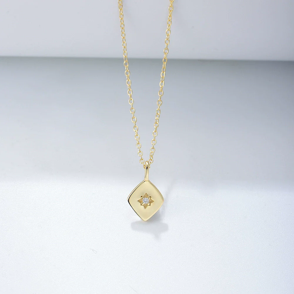 Wholesale Women's S925 Sterling Silver Geometric Diamond Zircon Cross Chain Necklace - Image 4